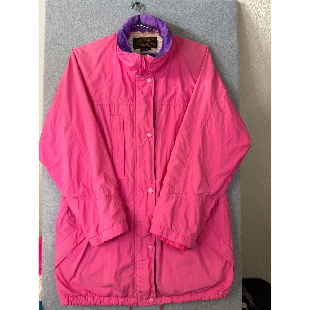 Vintage Eddie Bauer Gore-Tex Jacket Womens Medium Neon Pink Purple Outdoor Coat